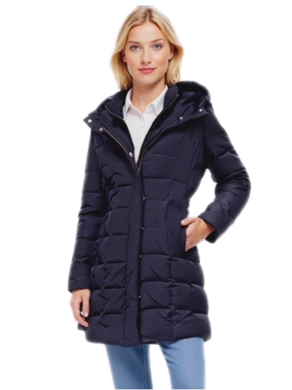 Cole Haan Signature Mid-Length Hooded Down Puffer Coat Size S